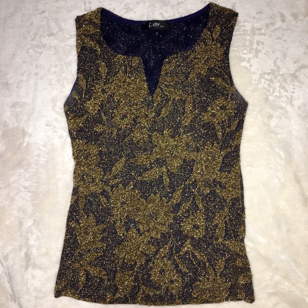 Gold and Navy blue top